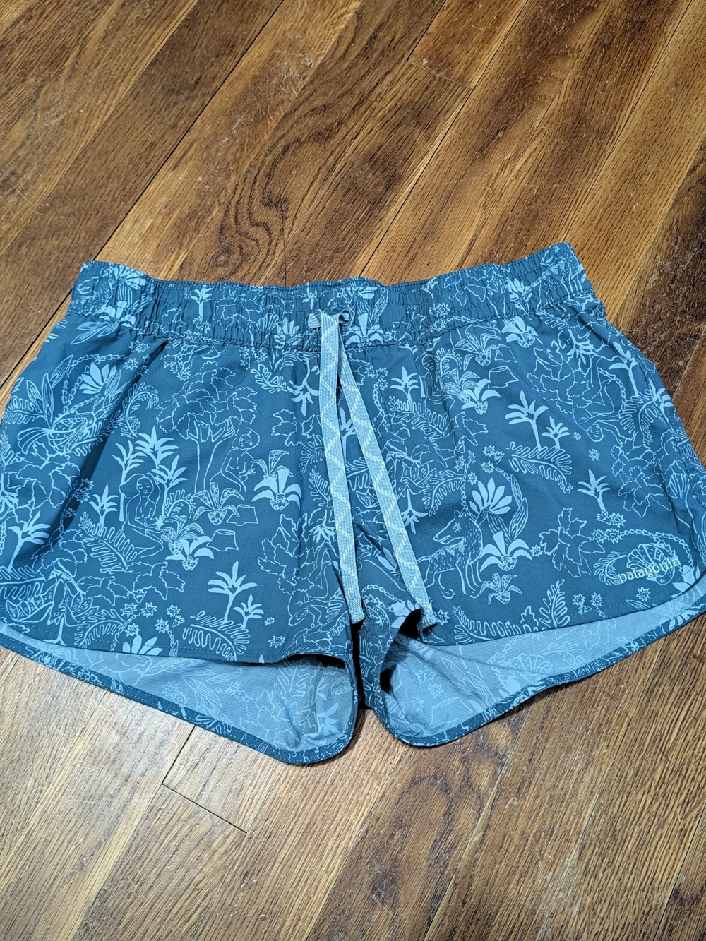 Patagonia Womens Blue Floral Elastic Waist Pull On Baggies Shorts Size Small